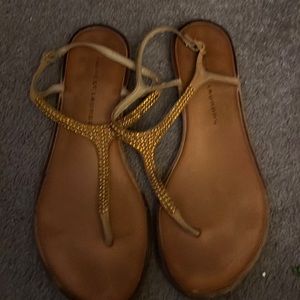 Yellow rhinestone thong style sandal